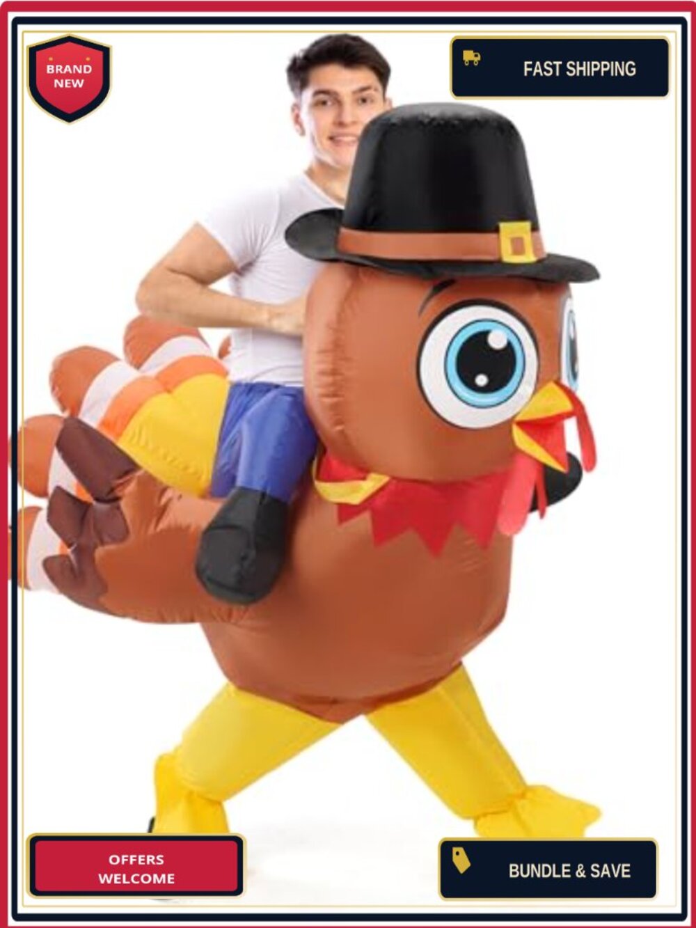Adult Inflatable Turkey Costume Thanksgiving Halloween Blow Up Suit